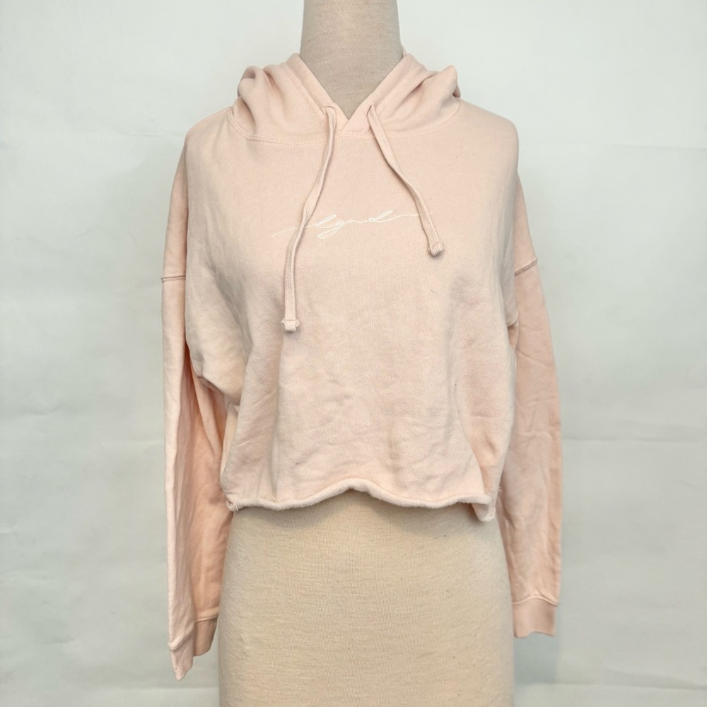 Lgnd Cropped Blush Pink embroidered logo hoodie medium